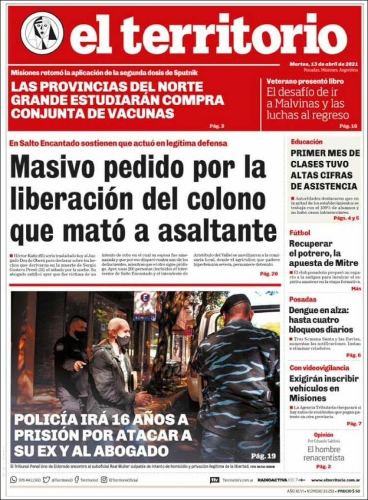 Portada de El Territorio (Argentina)