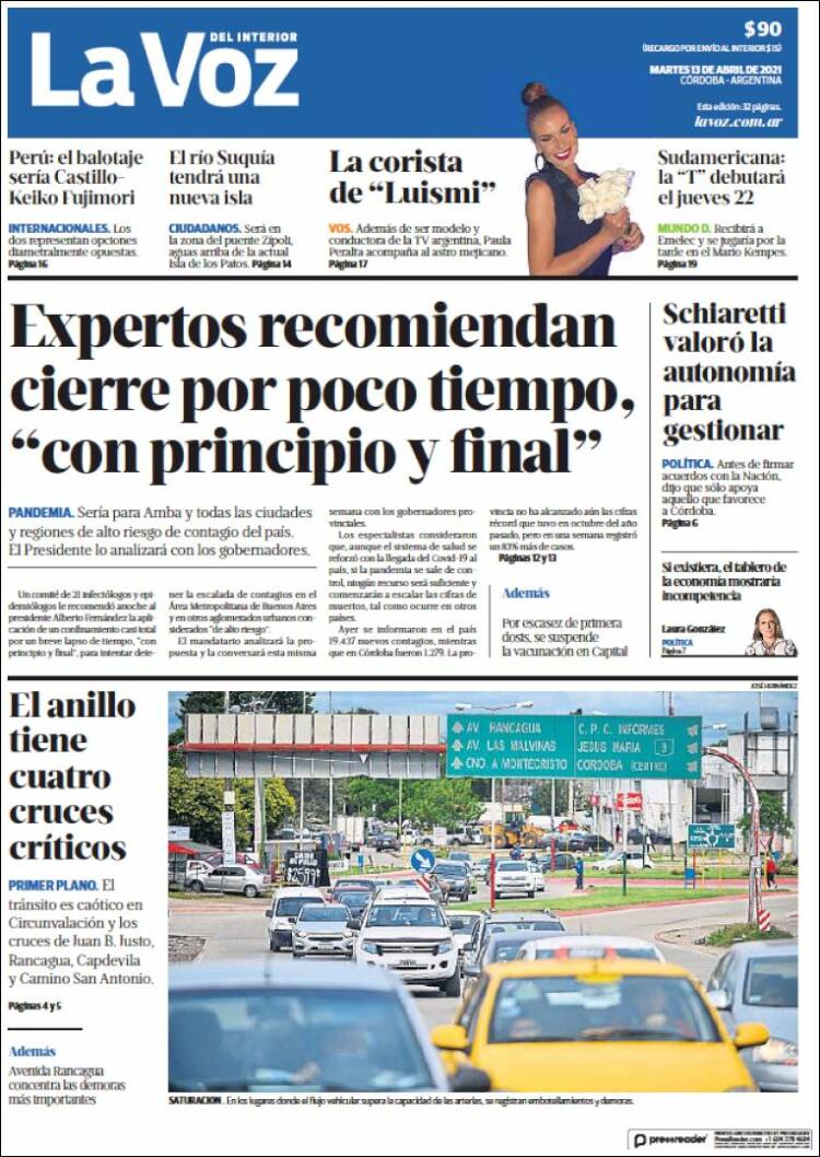 Portada de La Voz del Interior (Argentina)