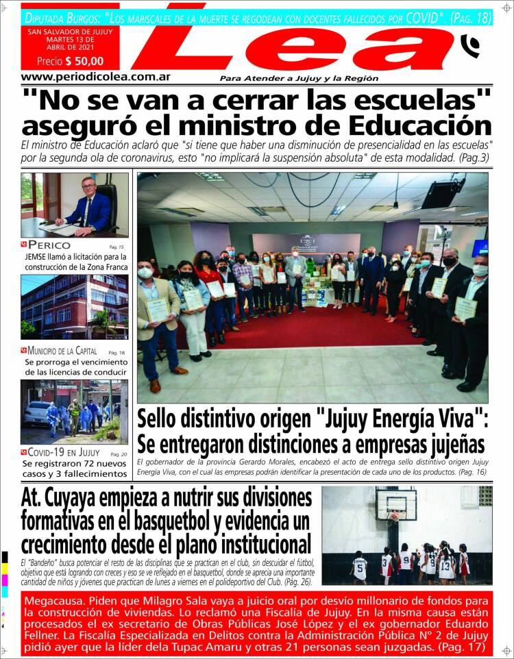 Portada de Periódico Lea (Argentina)