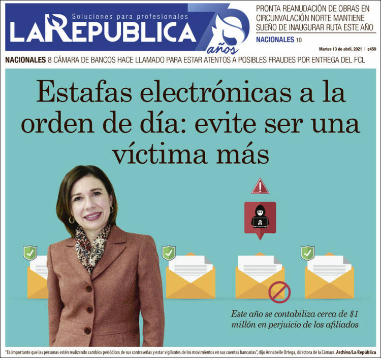 Portada de La República (Costa Rica)