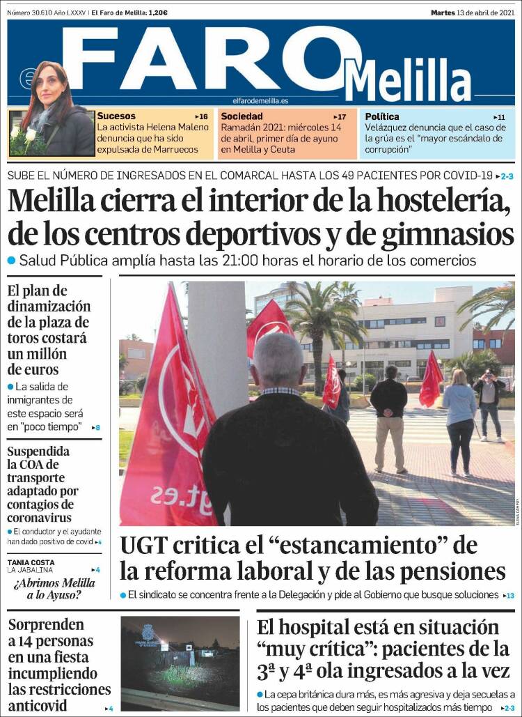 Portada de El Faro de Melilla (España)