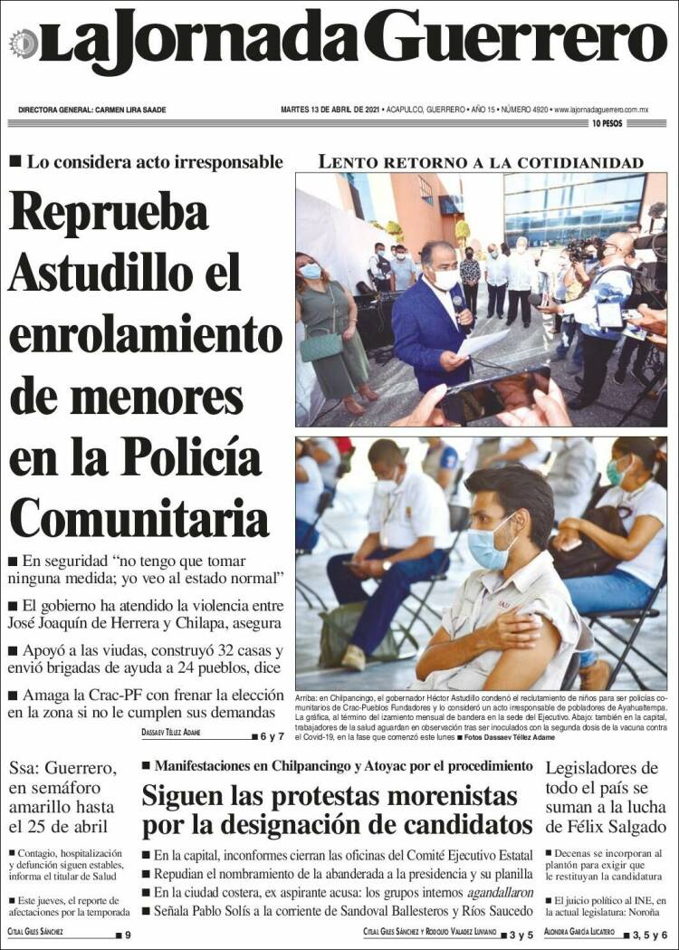 Portada de La Jornada de Guerrero (M&eacute;xico)