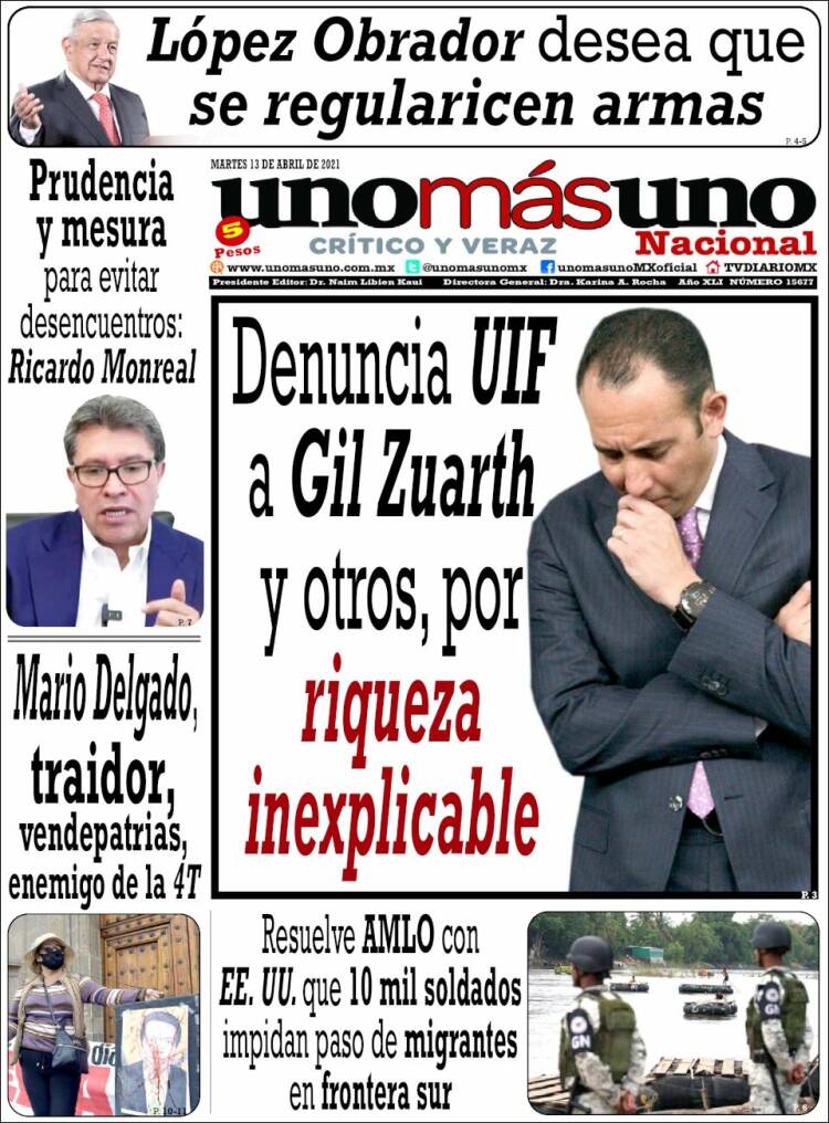Portada de unomásuno (M&eacute;xico)