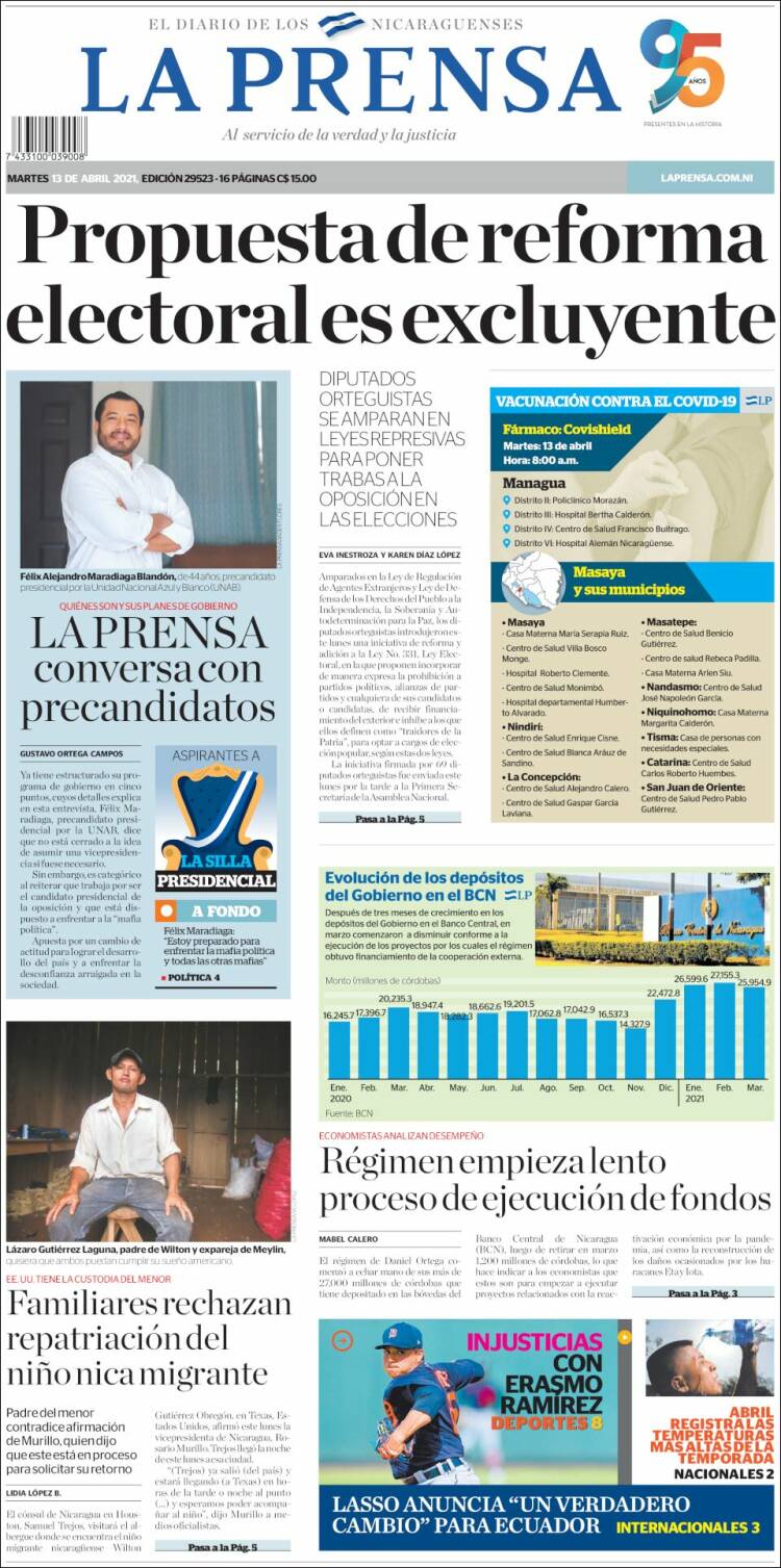 Portada de La Prensa (Nicaragua)