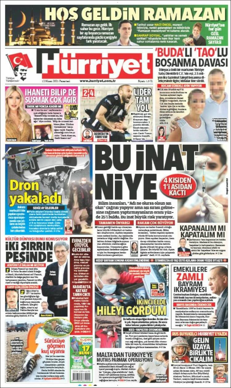 Portada de Hürriyet (Turqu&iacute;a)