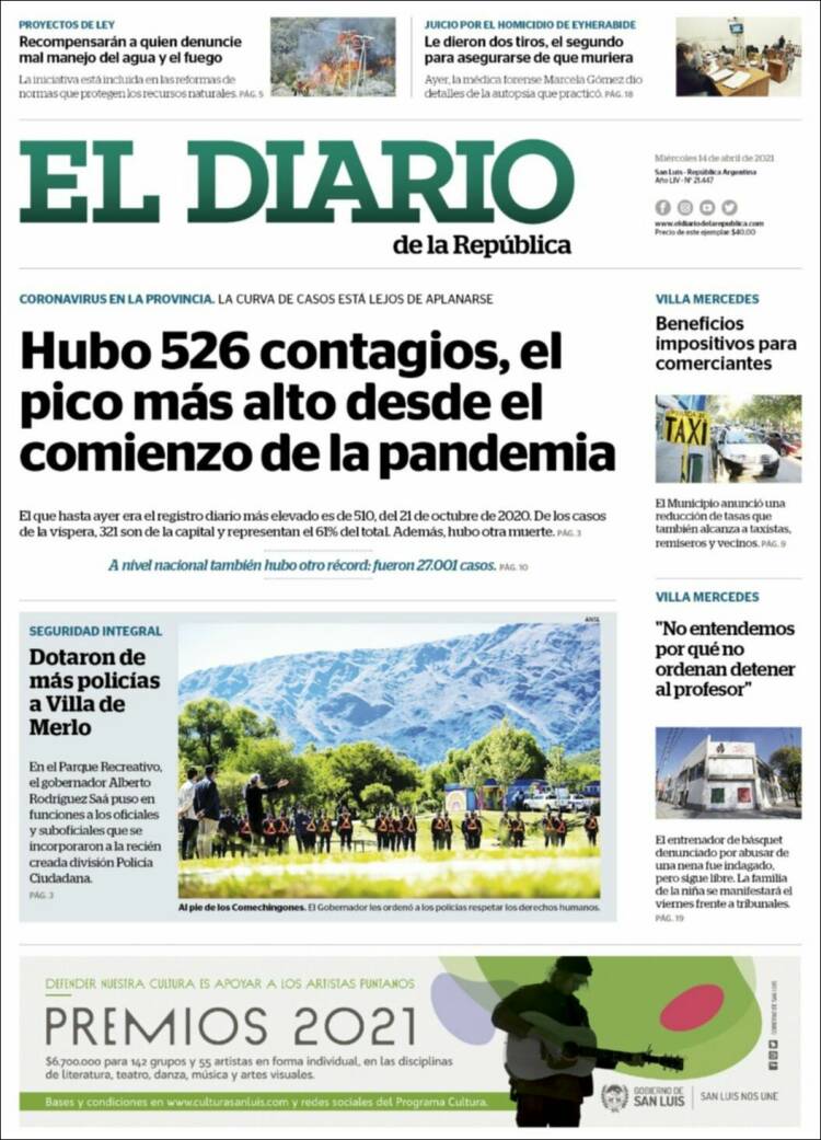 Portada de Diario de la República (Argentina)