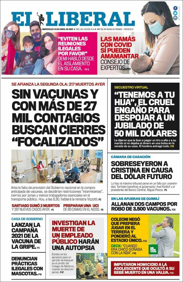 Portada de Diario El Liberal (Argentina)