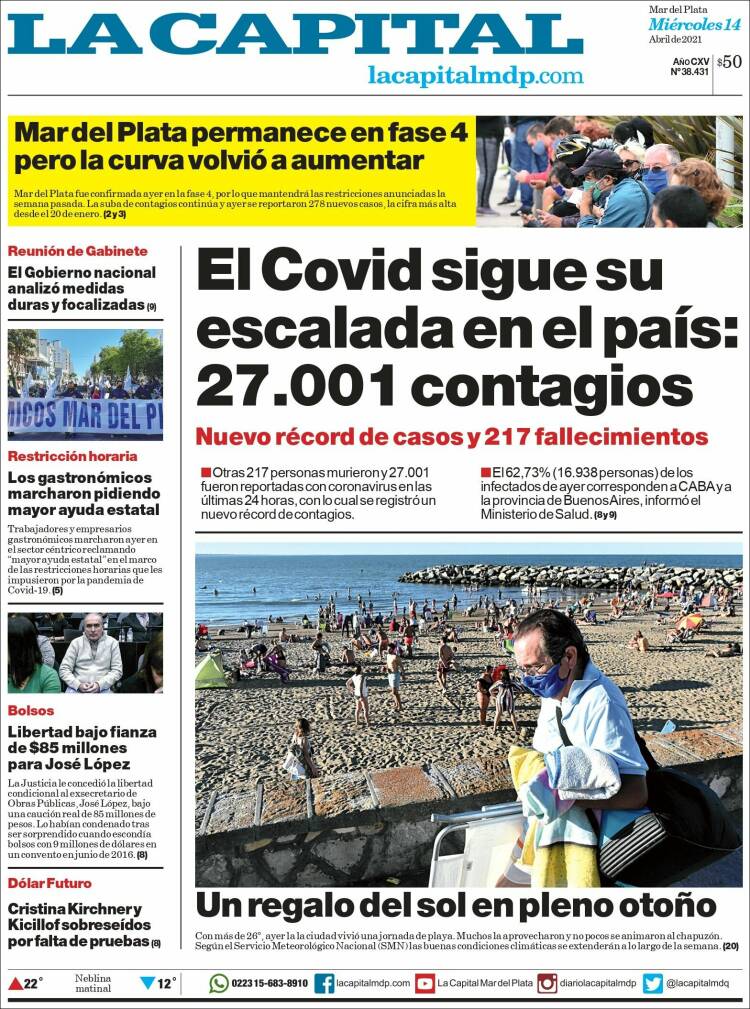 Portada de Diario La Capital - Mar del Plata (Argentina)