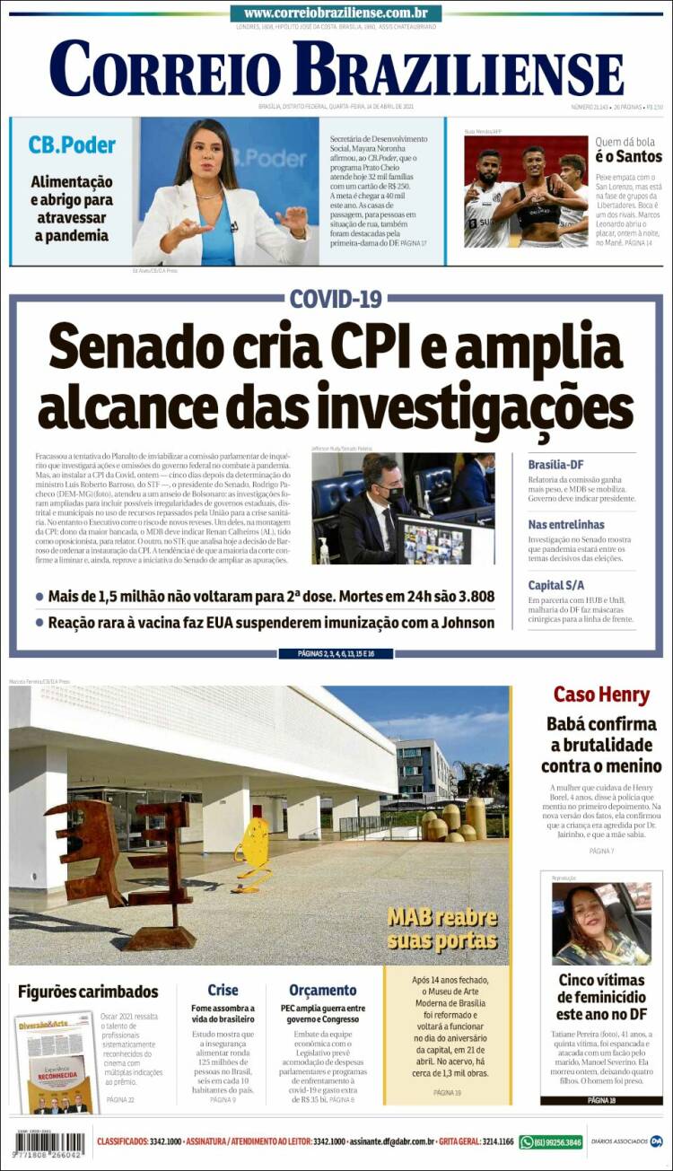 Portada de Correio Braziliense (Brasil)