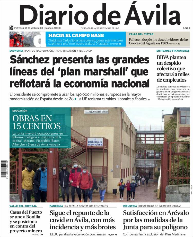 Portada de Diario de Ávila (Spain)