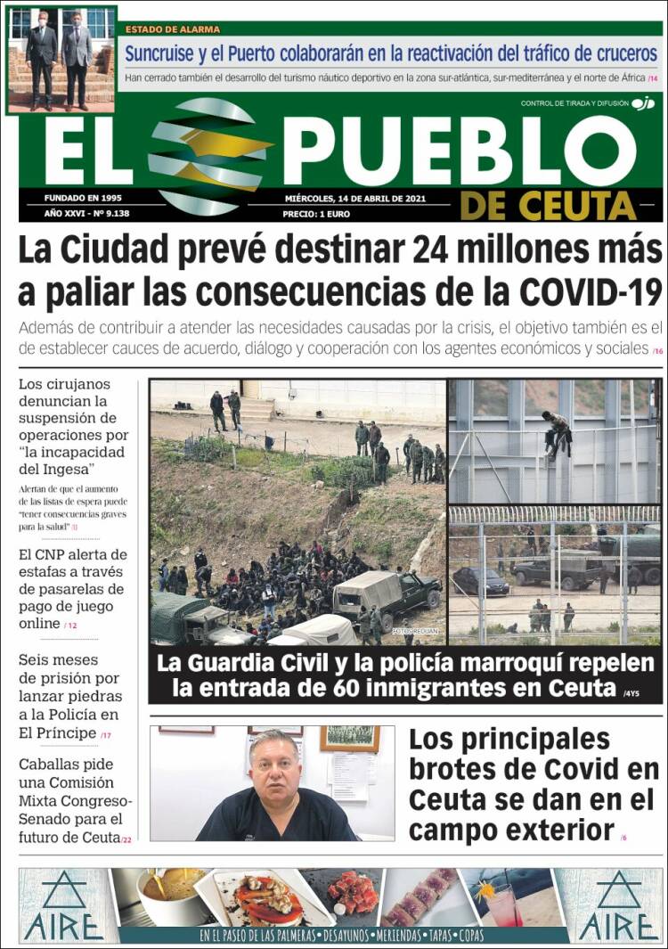 Portada de El Pueblo de Ceuta (España)