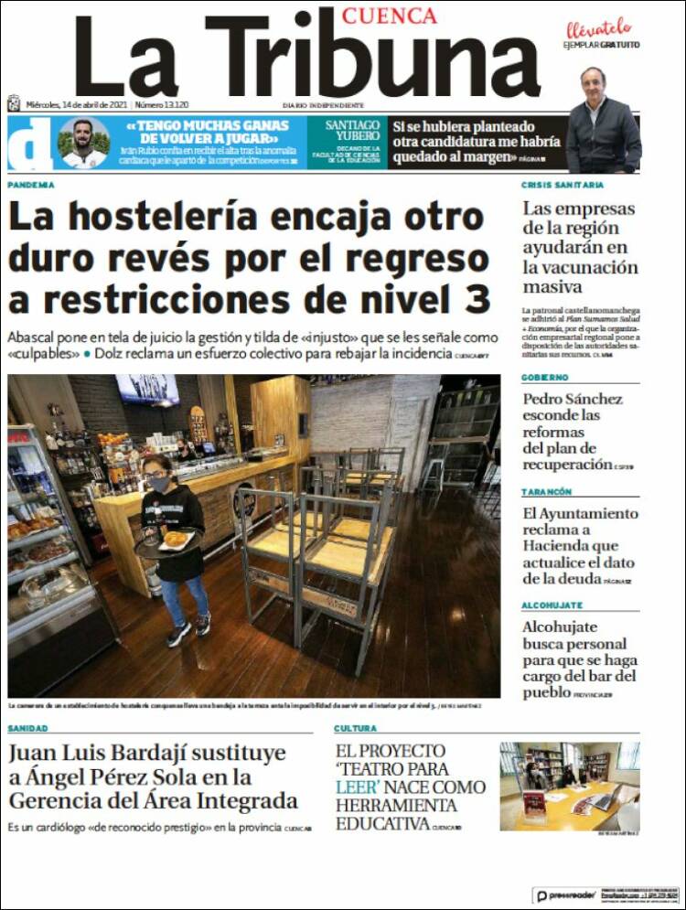 Portada de La Tribuna de Cuenca (Spain)