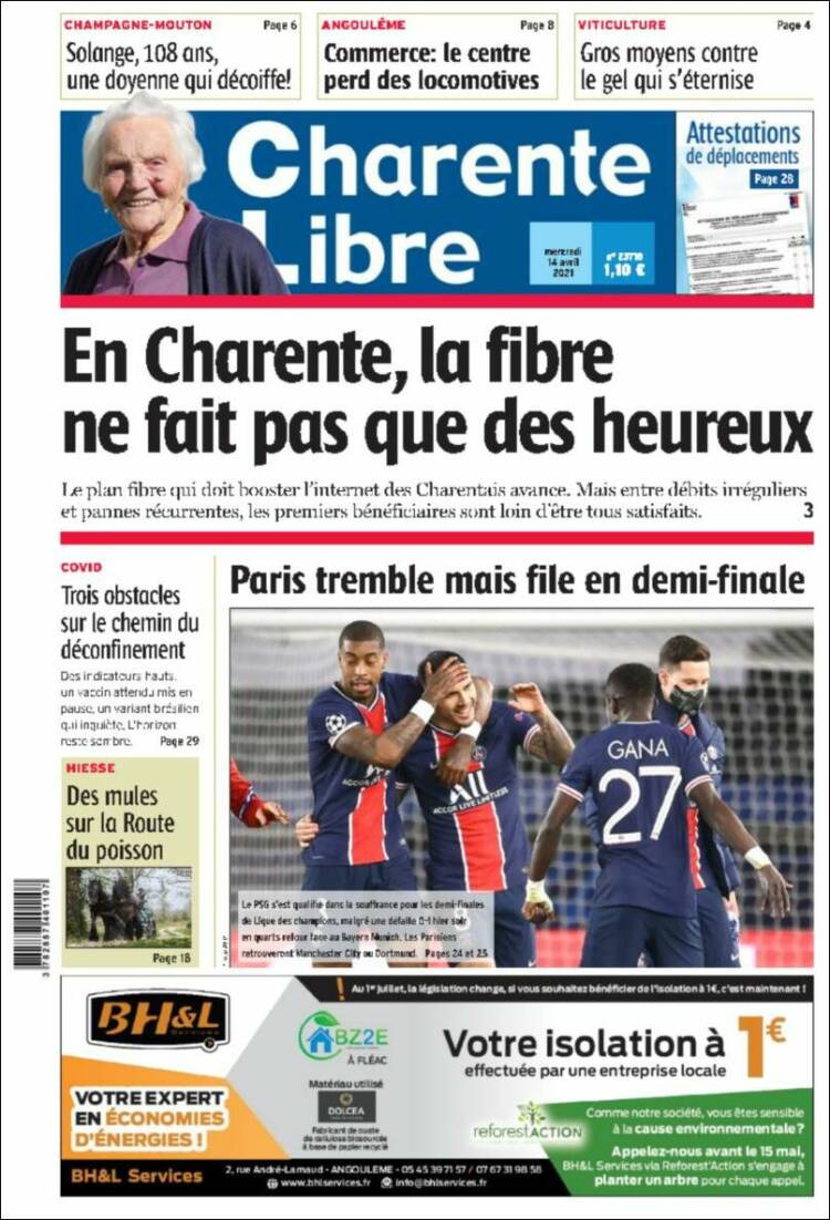 Portada de Charente Libre (Francia)