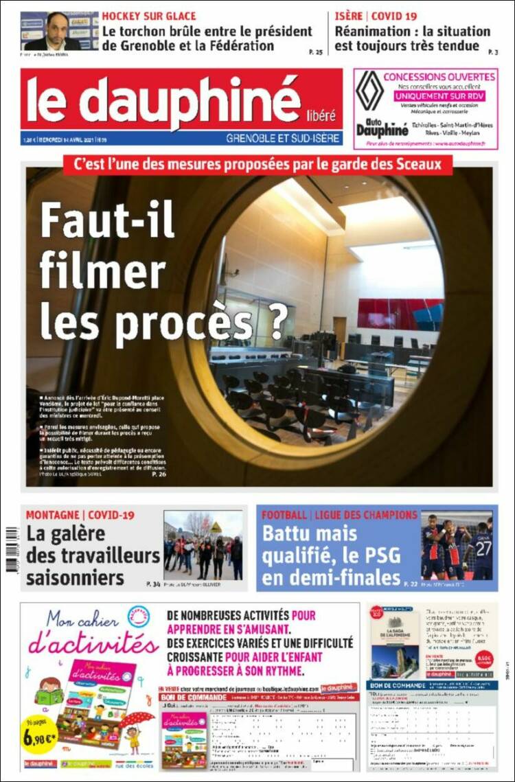 Portada de Le Dauphiné Libéré (Francia)