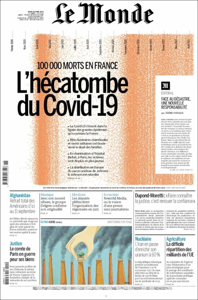 Portada de Le Monde (France)