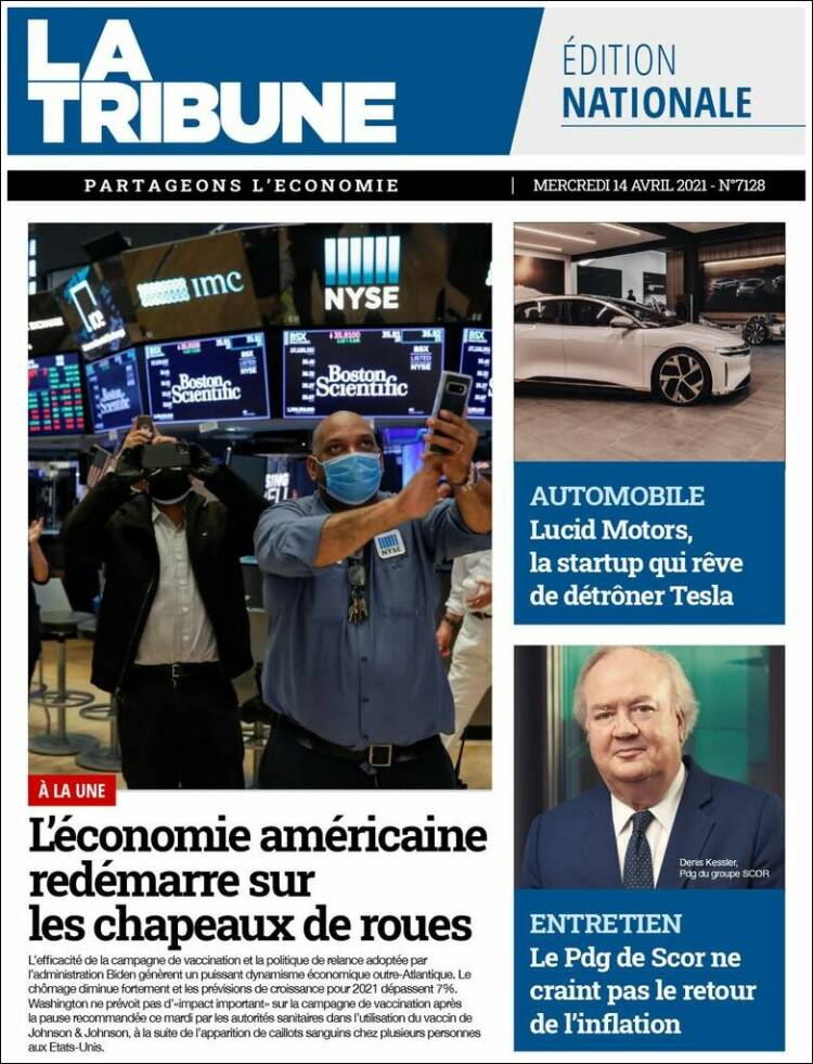 Portada de La Tribune (Francia)