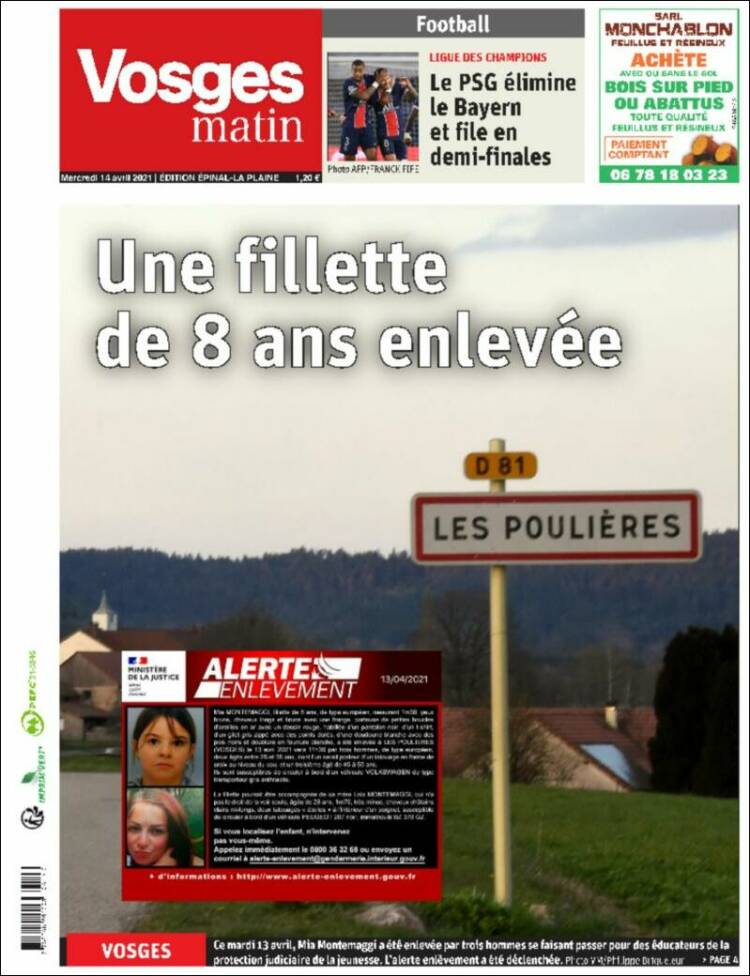 Portada de Vosges Matin (France)