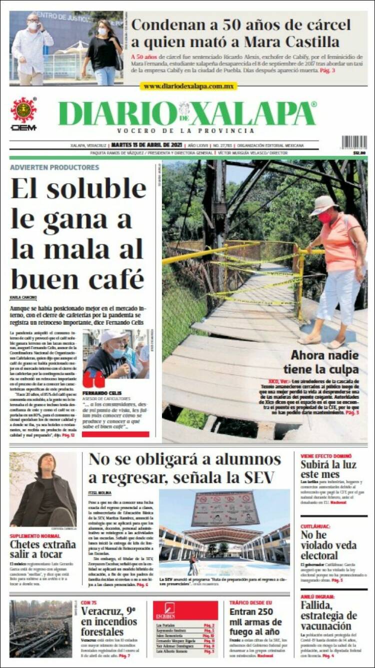 Portada de Diario de Xalapa (Mexico)