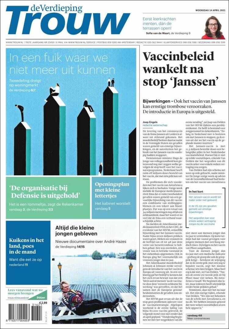 Portada de Trouw (Pa&iacute;ses Bajos)