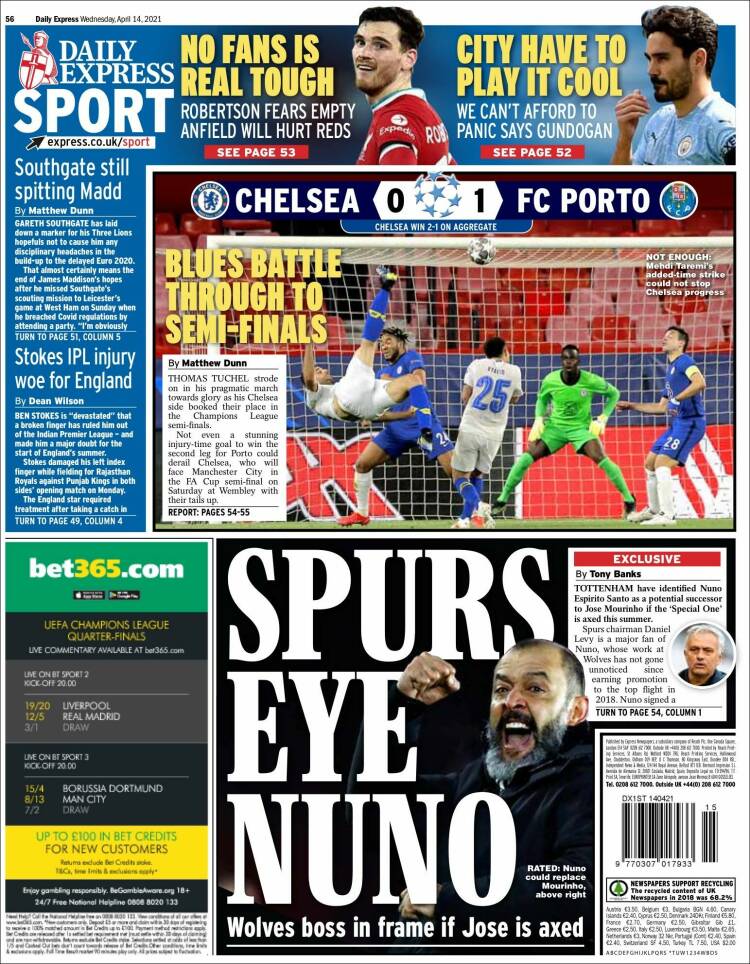 Portada de Express Sport (Reino Unido)