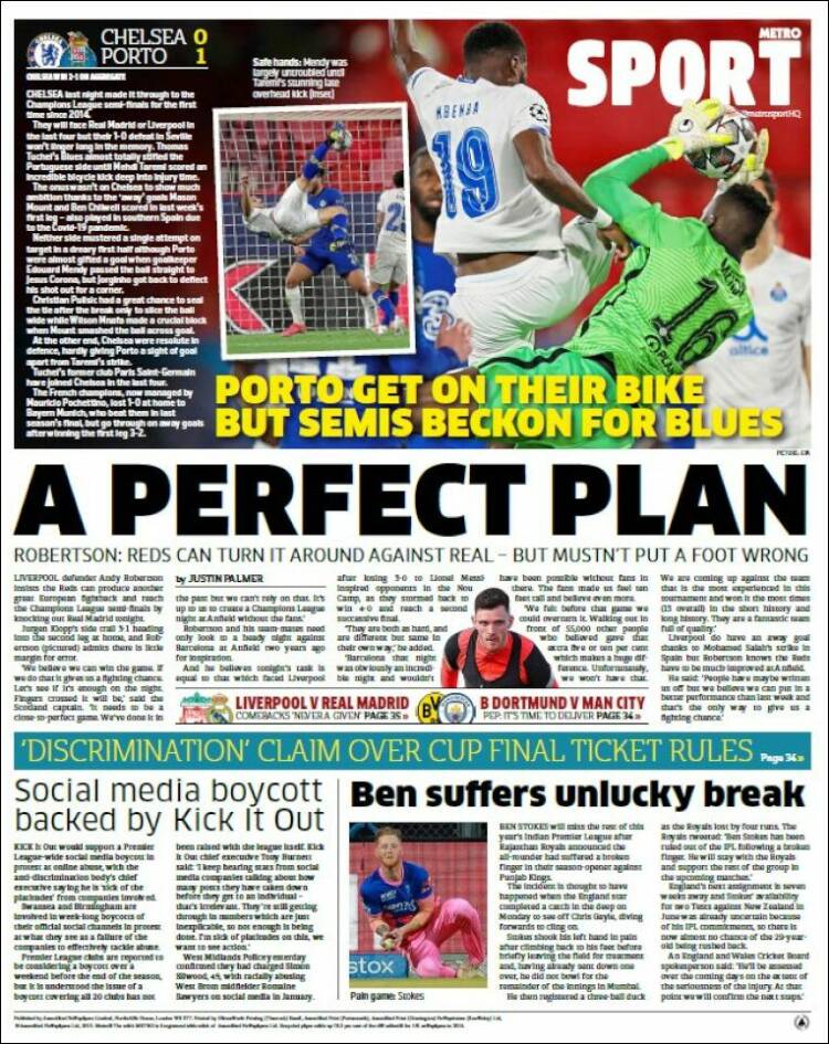 Portada de Metro Sport (Reino Unido)