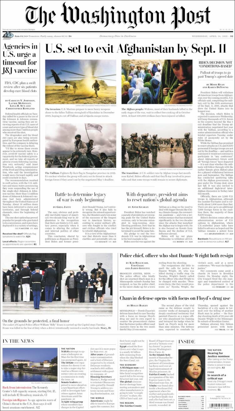 Portada de The Washington Post (USA)