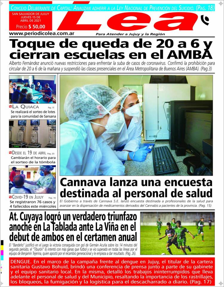 Portada de Periódico Lea (Argentina)