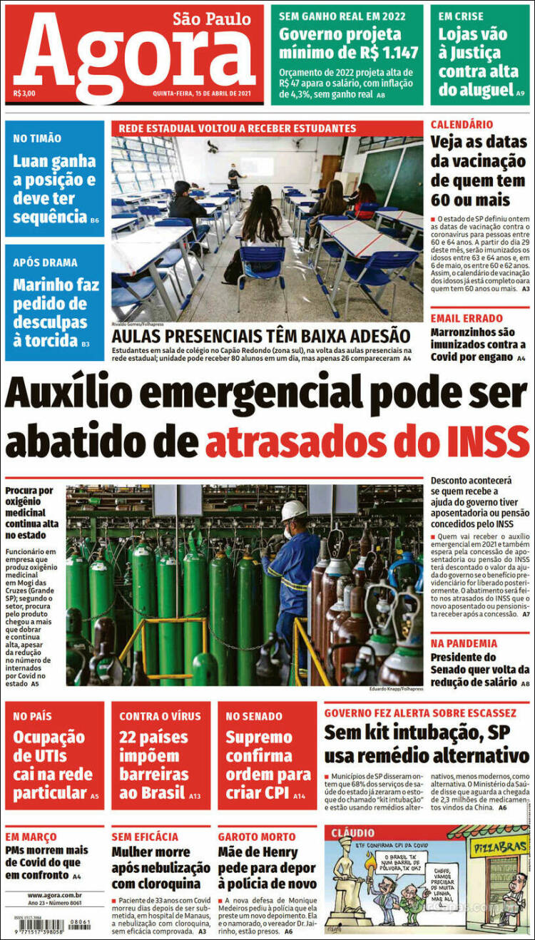 Portada de Agora São Paulo (Brasil)