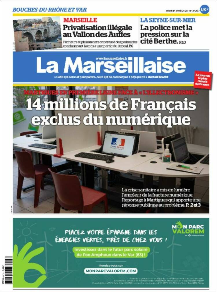 Portada de La Marseillaise (Francia)