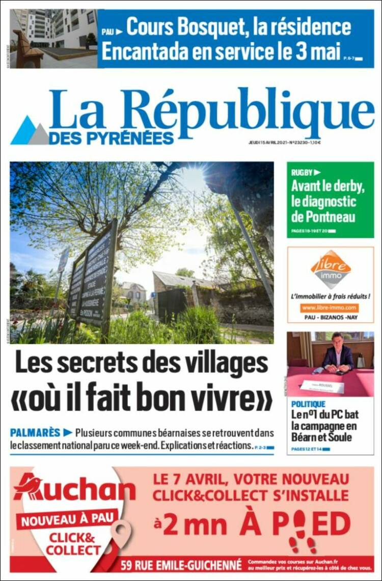 Portada de La République des Pyrénées (Francia)