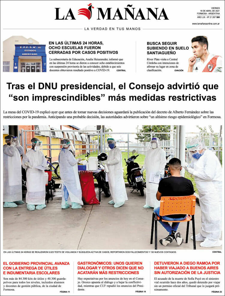 Portada de Diario La Mañana (Argentina)