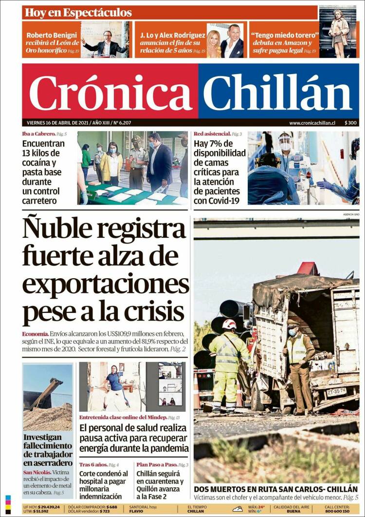 Portada de Crónica Chillán (Chile)