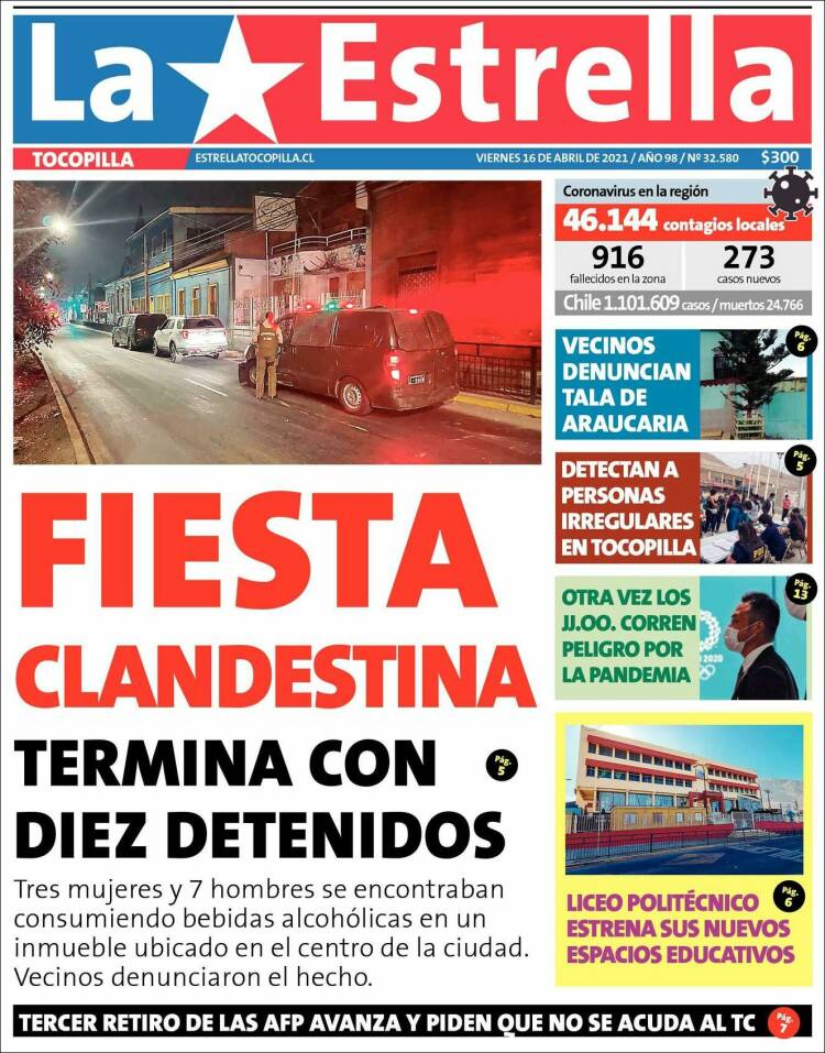 Portada de La Estrella de Tocopilla (Chile)