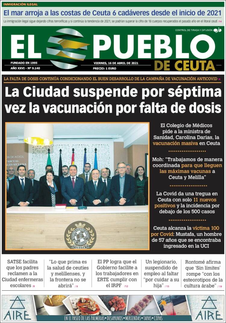 Portada de El Pueblo de Ceuta (España)