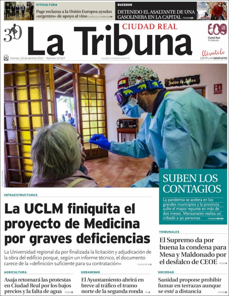 Portada de La Tribuna de Ciudad Real (España)