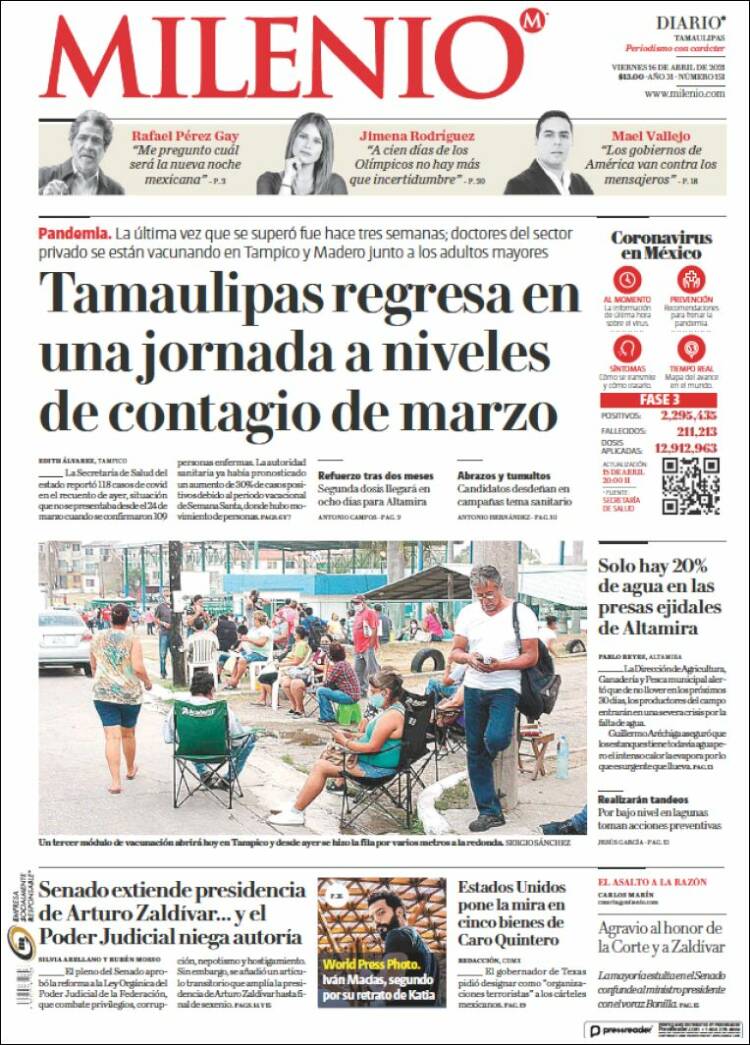 Portada de Milenio - Tamaulipas (México)