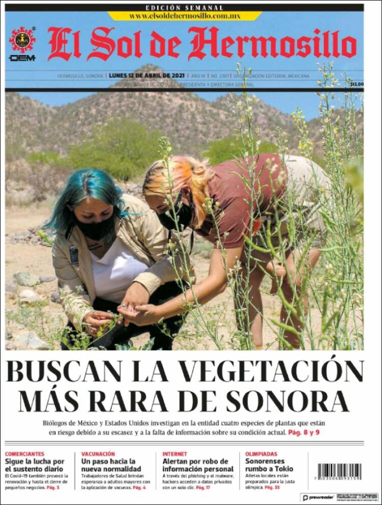 Portada de El Sol de Hermosillo (México)