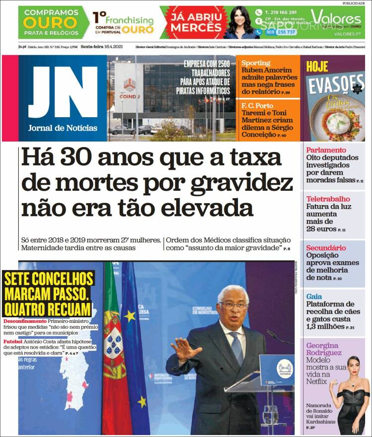 Portada de Jornal de Notícias (Portugal)