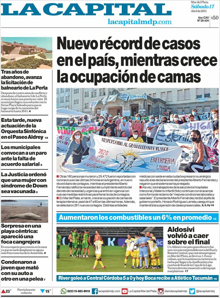 Portada de Diario La Capital - Mar del Plata (Argentina)