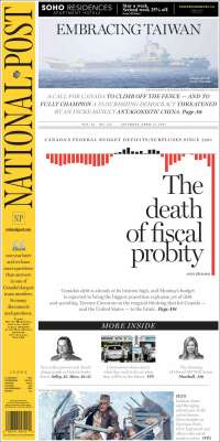 Portada de The National Post (Canada)