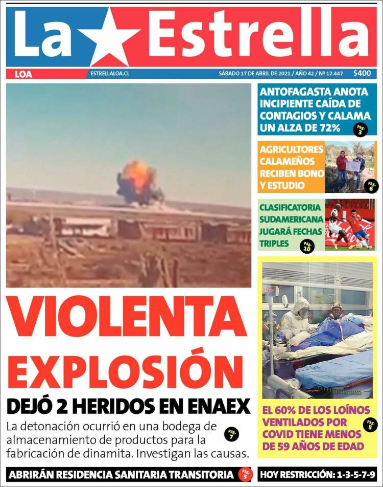 Portada de La Estrella de Loa (Chile)