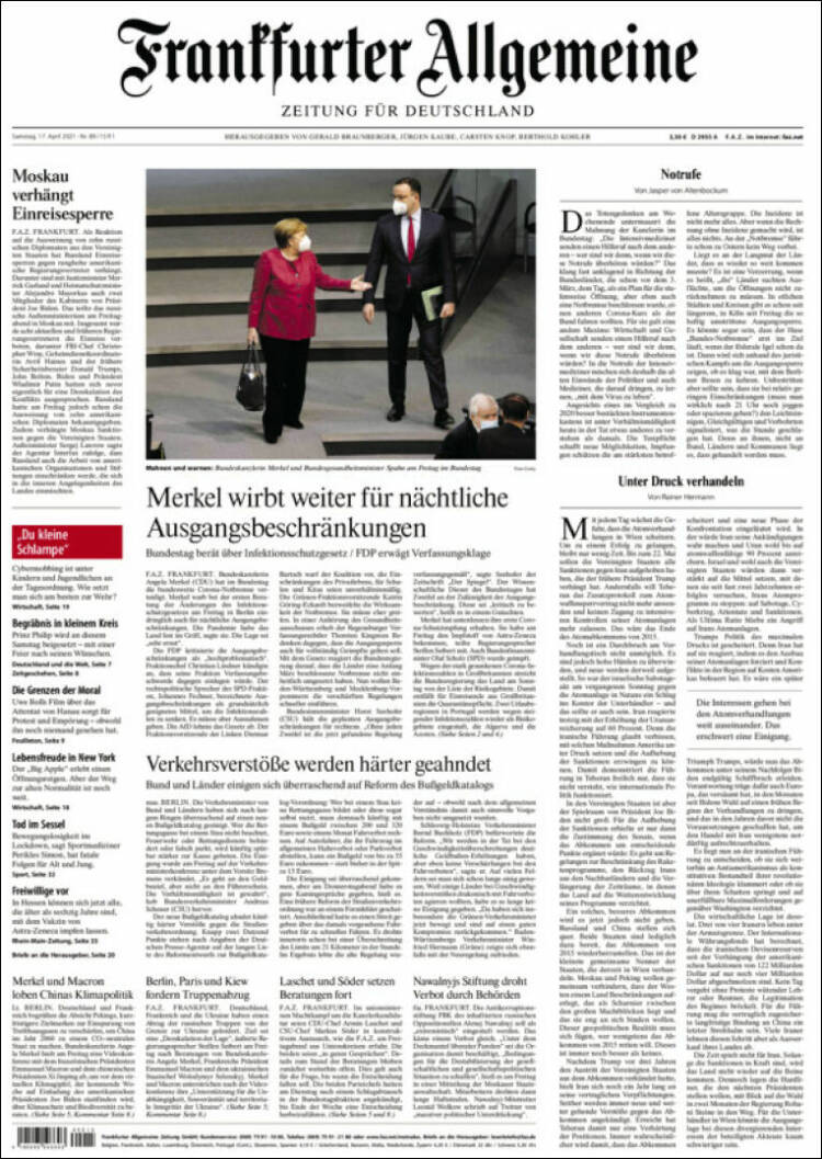 Portada de Frankfurter Allgemeine (Alemania)