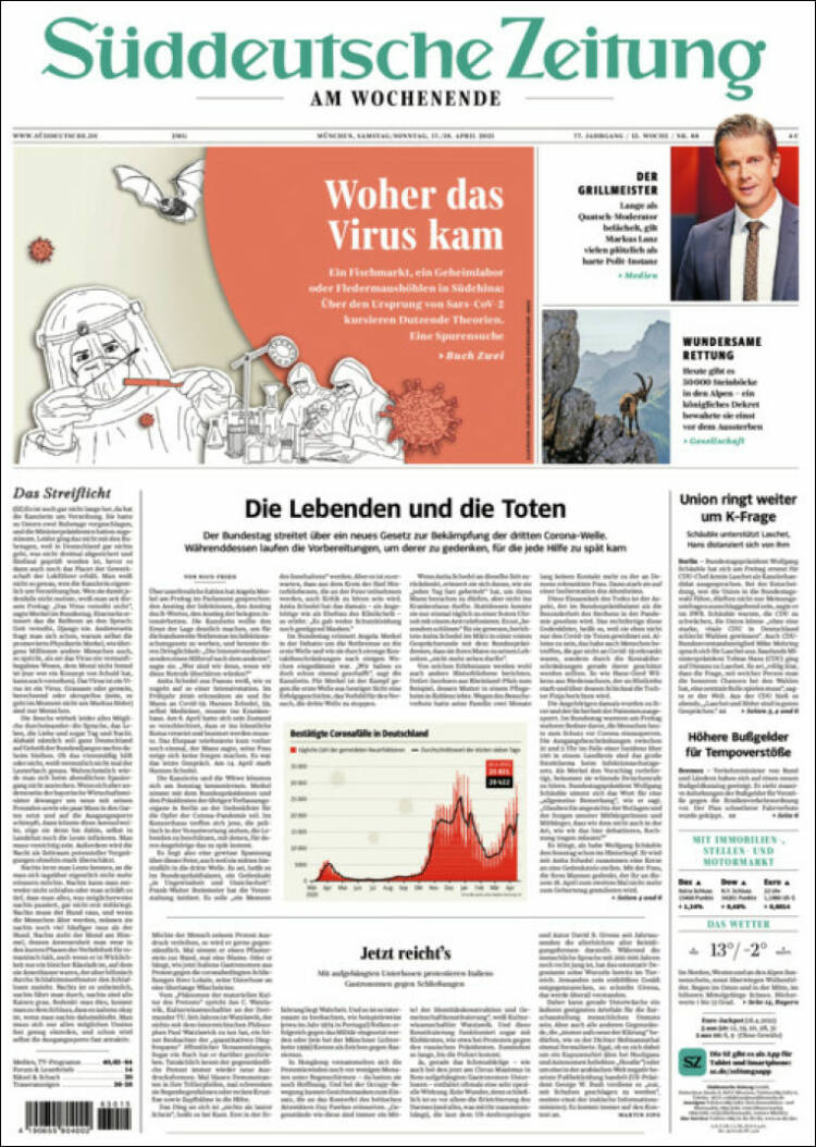 Portada de Sueddeutsche (Alemania)