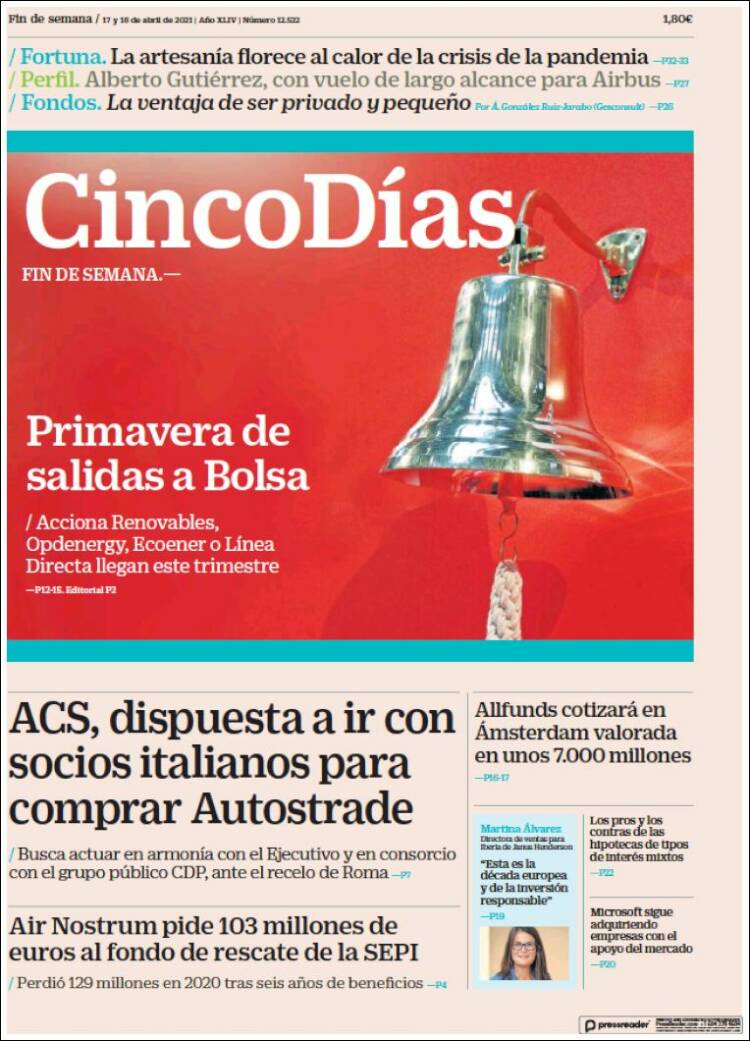 Portada de Cinco Días (Espa&ntilde;a)