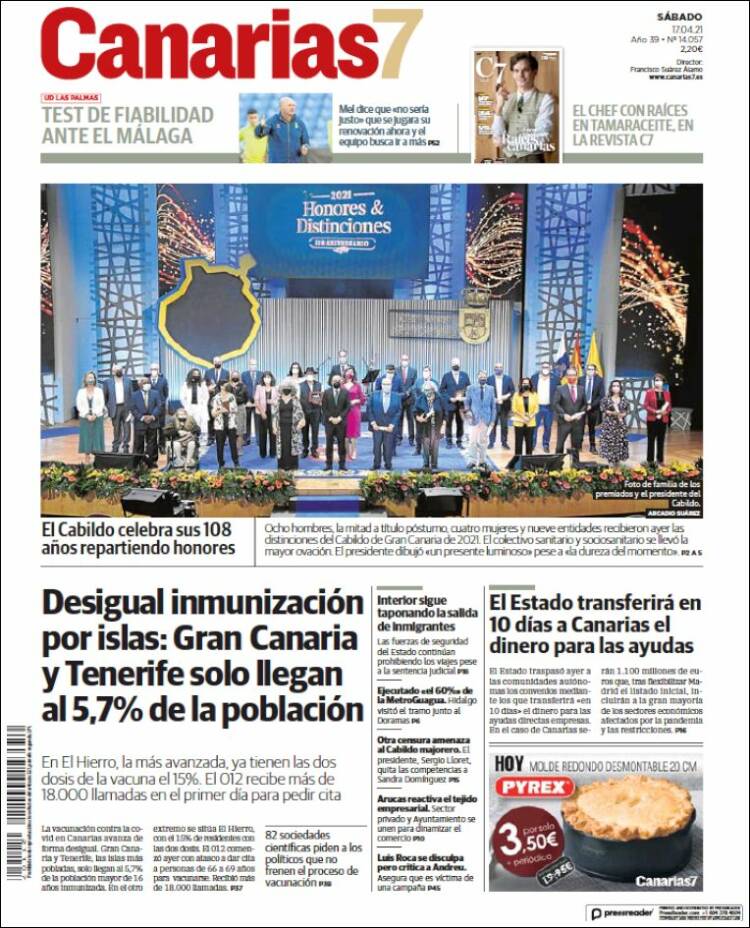 Portada de Canarias 7 (España)
