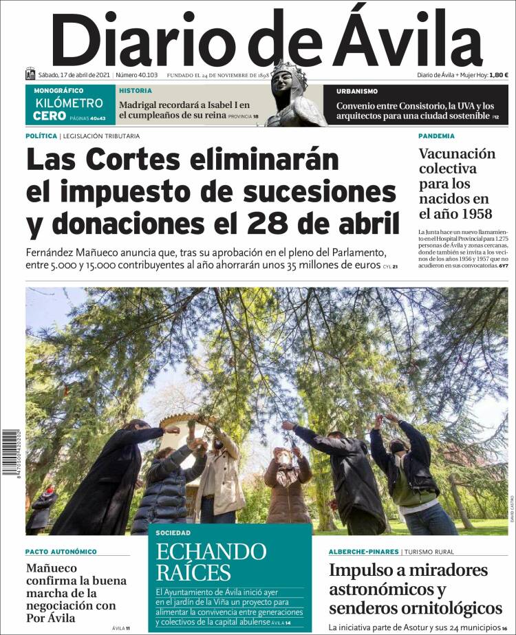 Portada de Diario de Ávila (España)