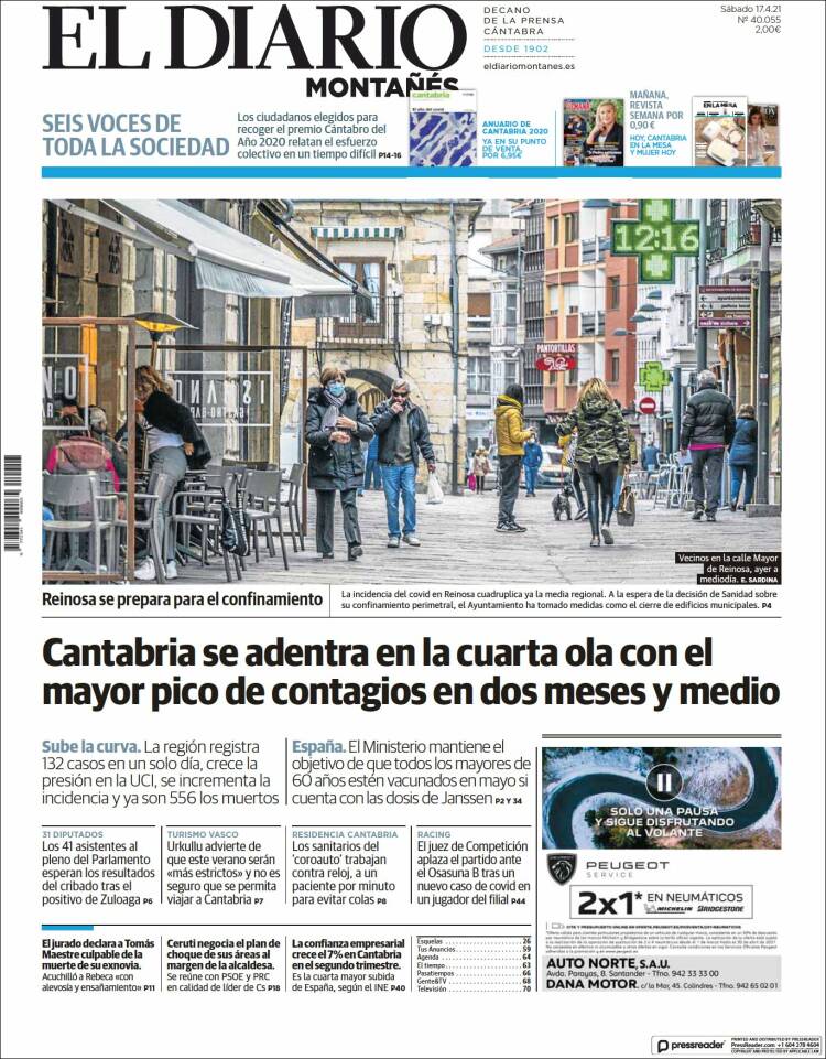 Portada de El Diario Montañés (España)