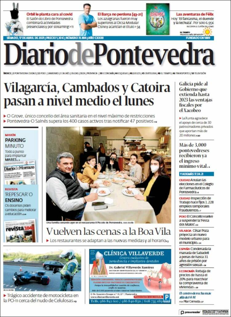 Portada de Diario de Pontevedra (España)