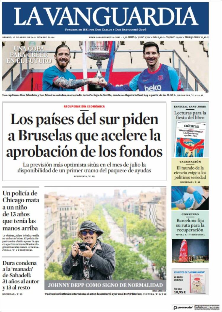 Portada de La Vanguardia (España)