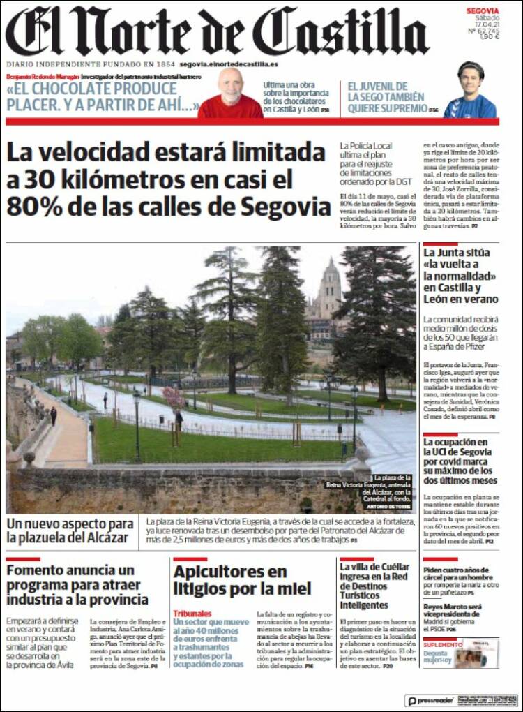 Portada de Norte de Castilla - Segovia (España)